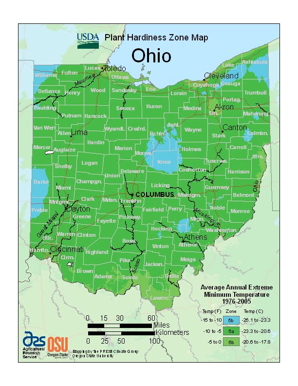 Ohio USDA Plant Hardiness Zone Map
