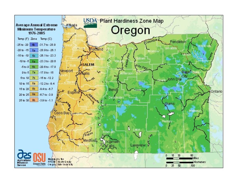 Oregon USDA Plant Hardiness Zone Map - Ray Garden Day