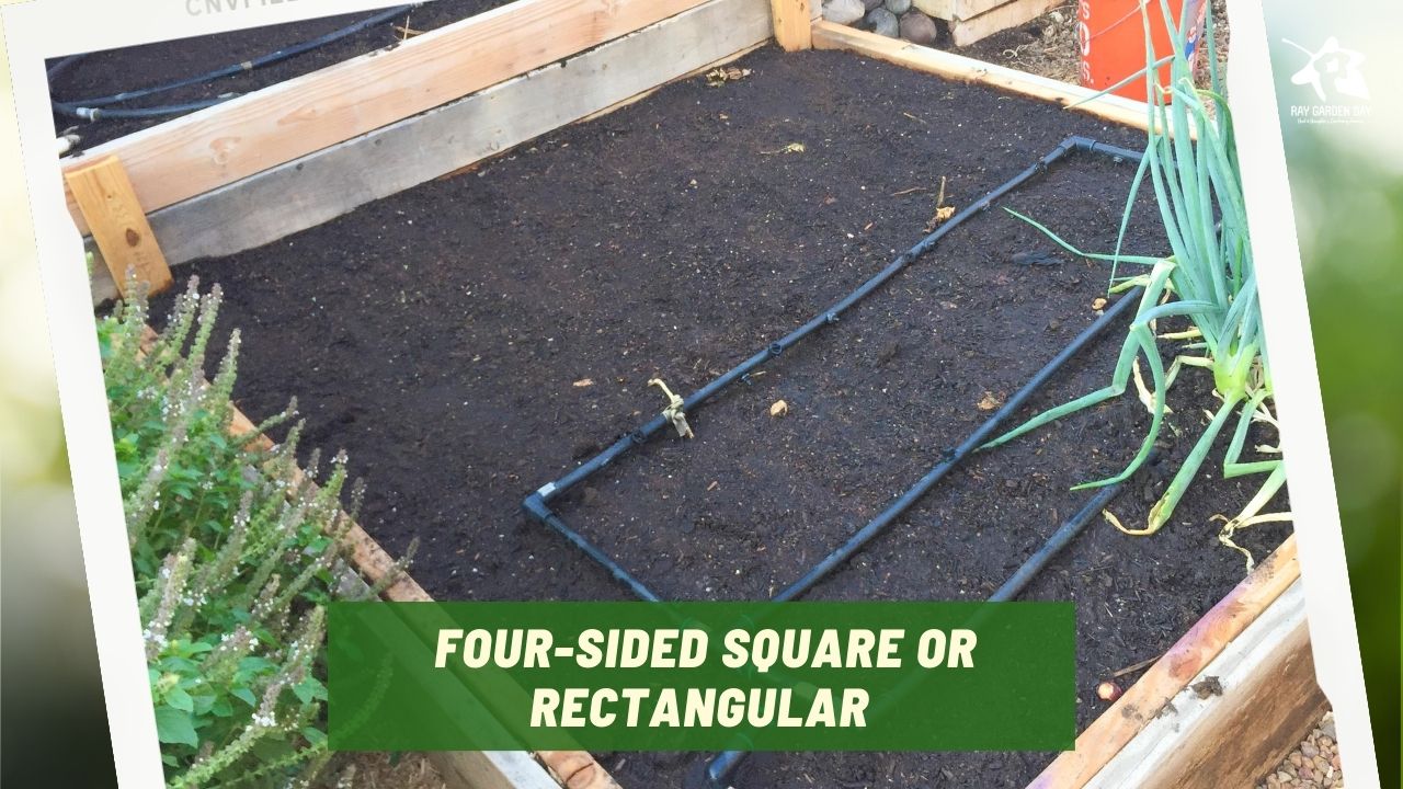 Four-sided square or rectangular raised garden bed
